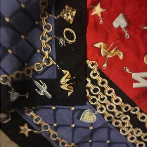 NICOLE MILLER 36 INCH SQ SILK SCARF Square Purse Chat - Picture 4 of 5